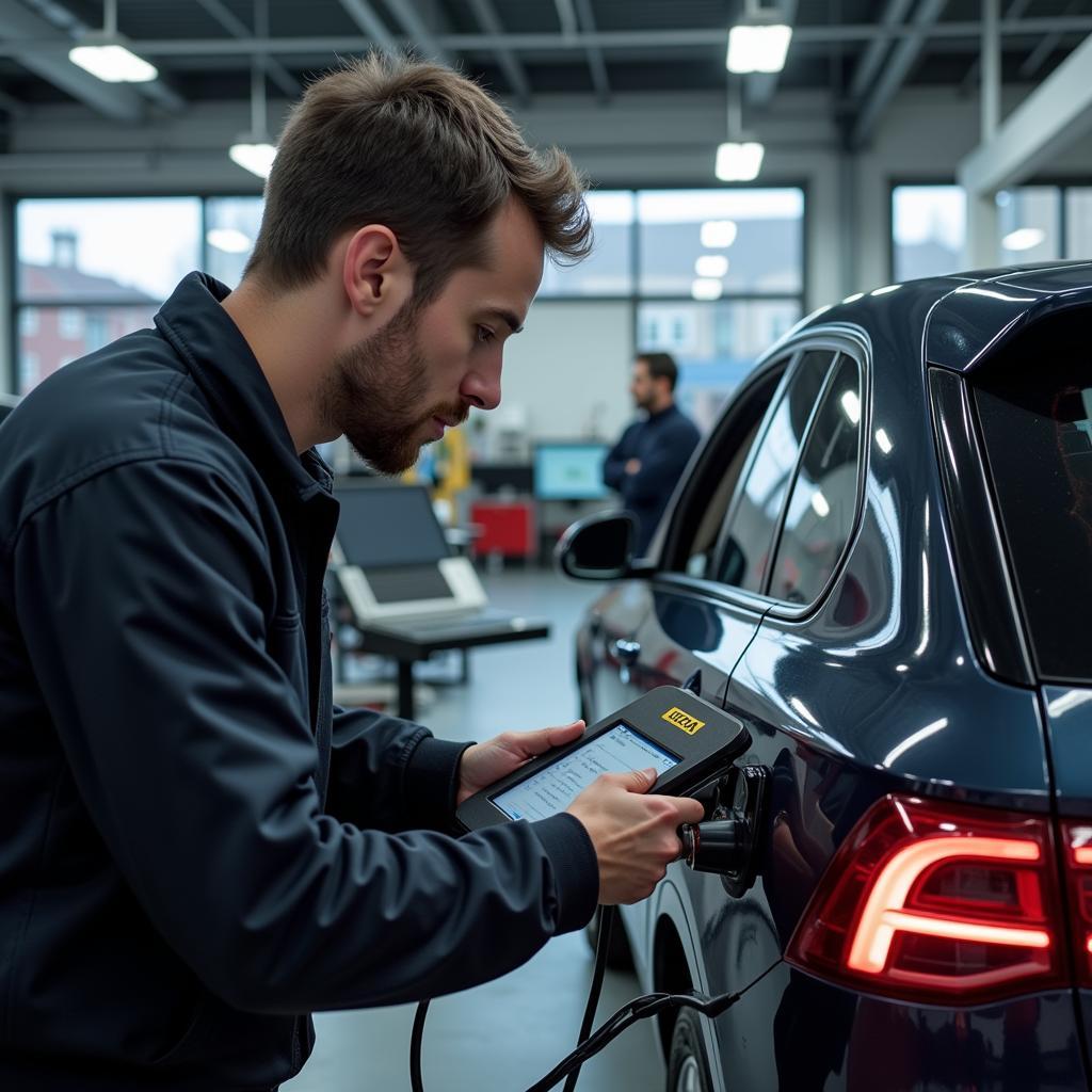 Modern Auto Service Garage with Luca Diagnostics Tools