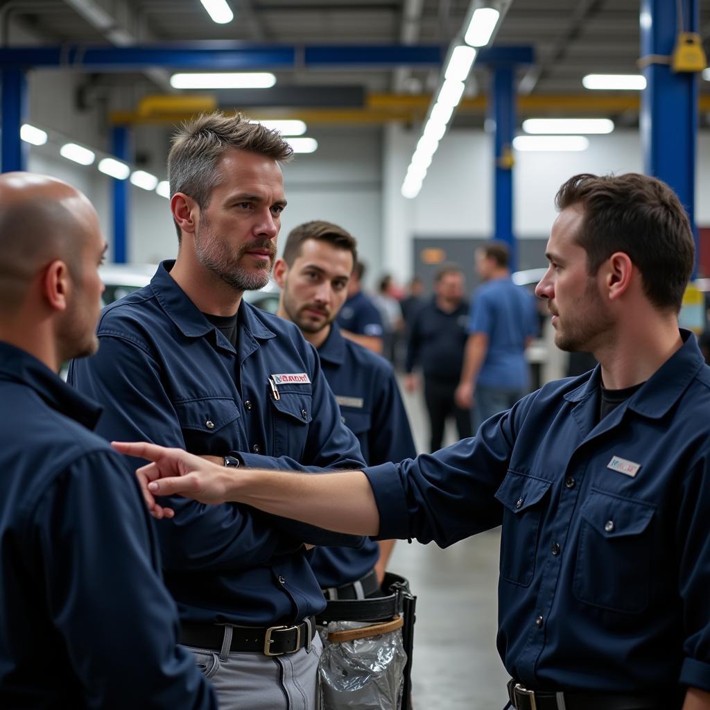 Auto Service Manager Leading a Team of Technicians