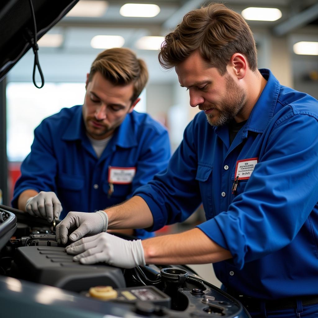 ASE Certified Technicians Working on a Car in Marietta Ohio