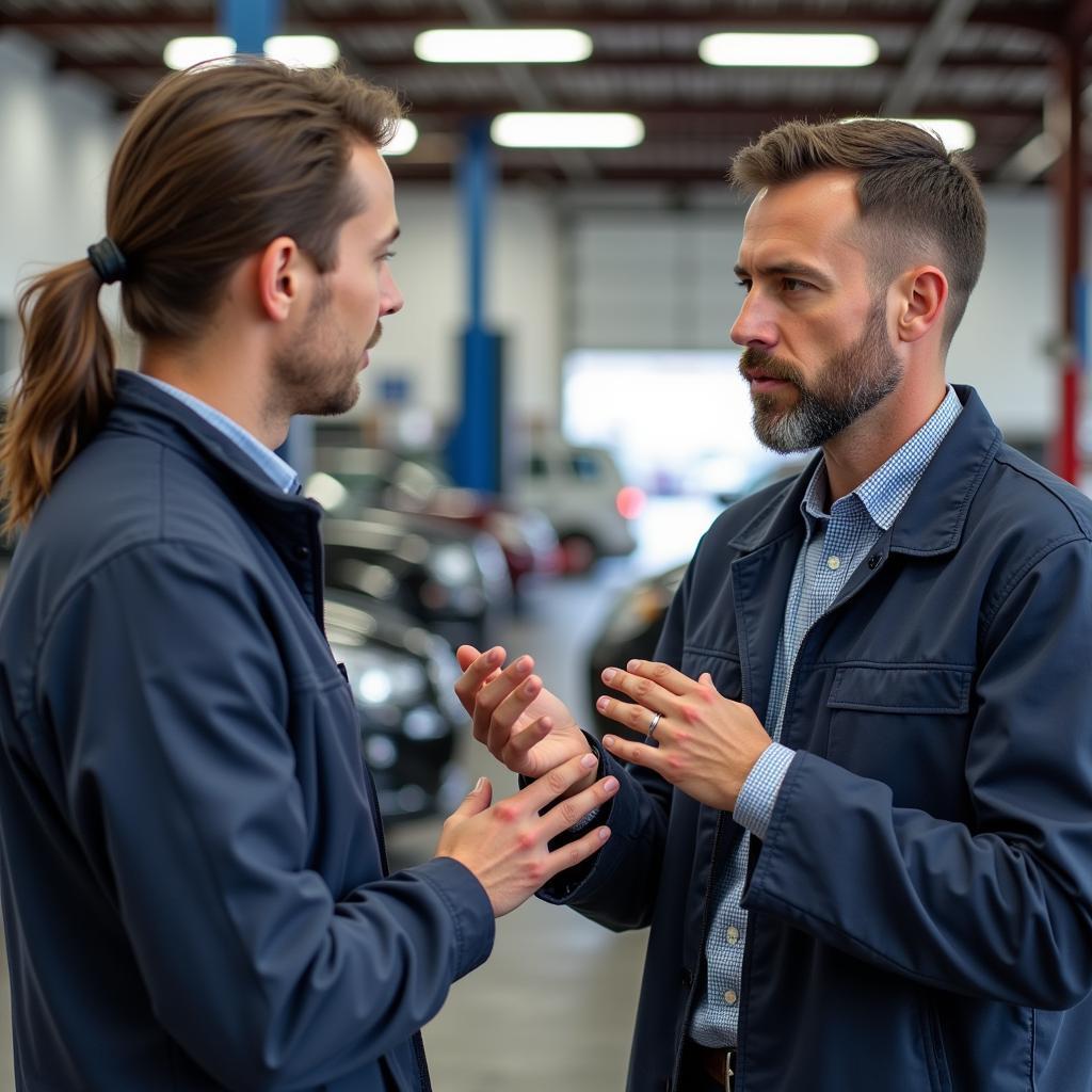 Customer Interacting with Auto Service Advisor in Mashpee