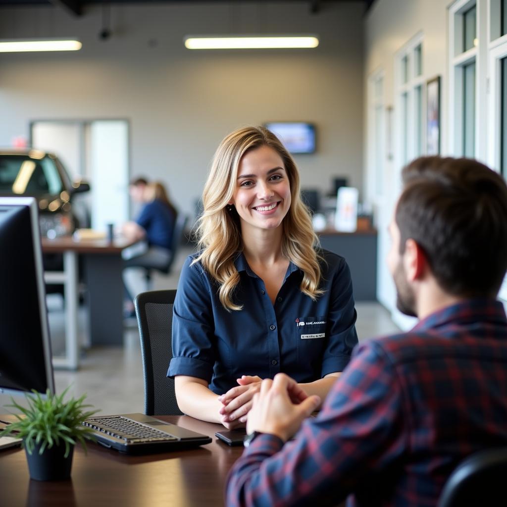 Customer Service Representative Discussing Auto Repair Options