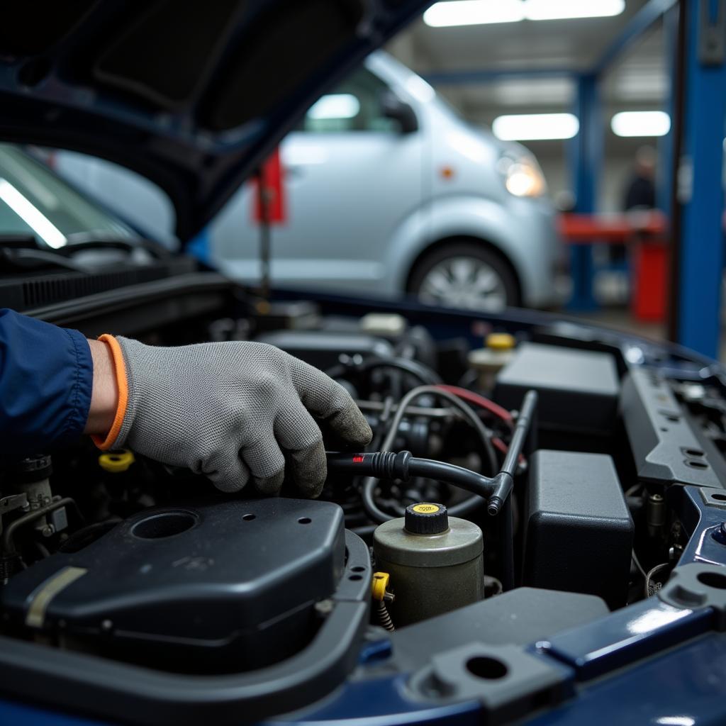 Mechanic Working on a Car in a Media PA Auto Service Center