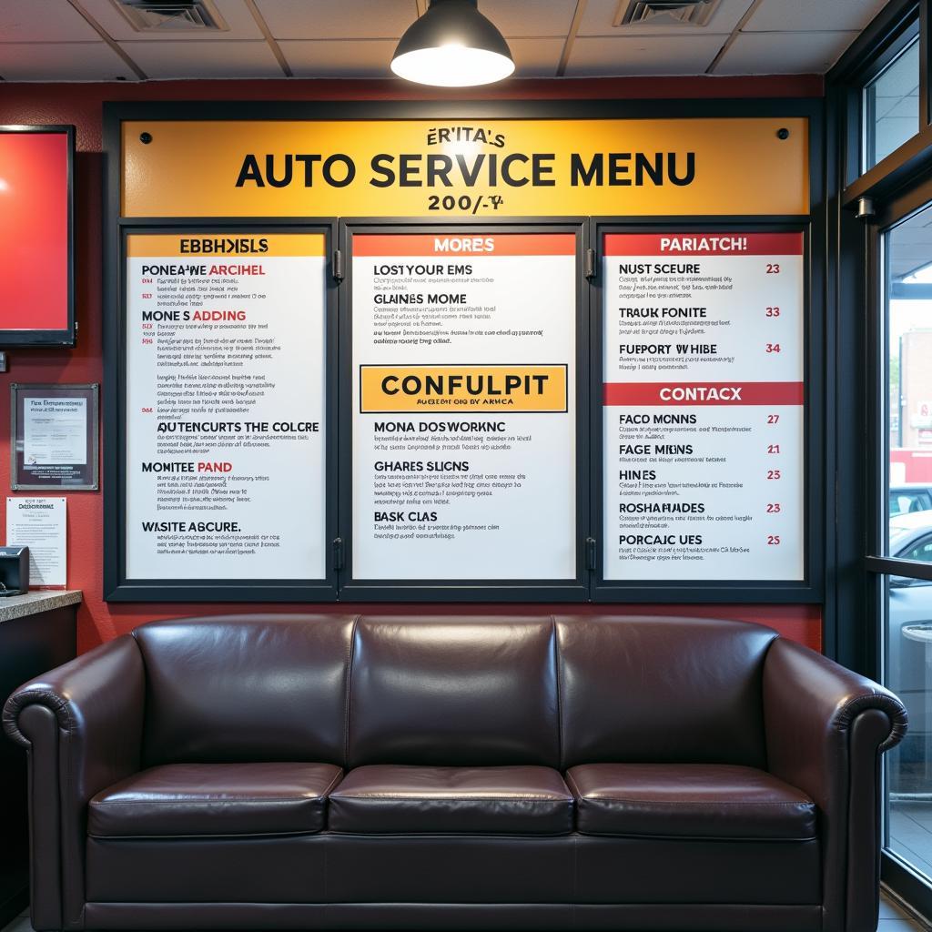 Example of an effective auto service menu board design