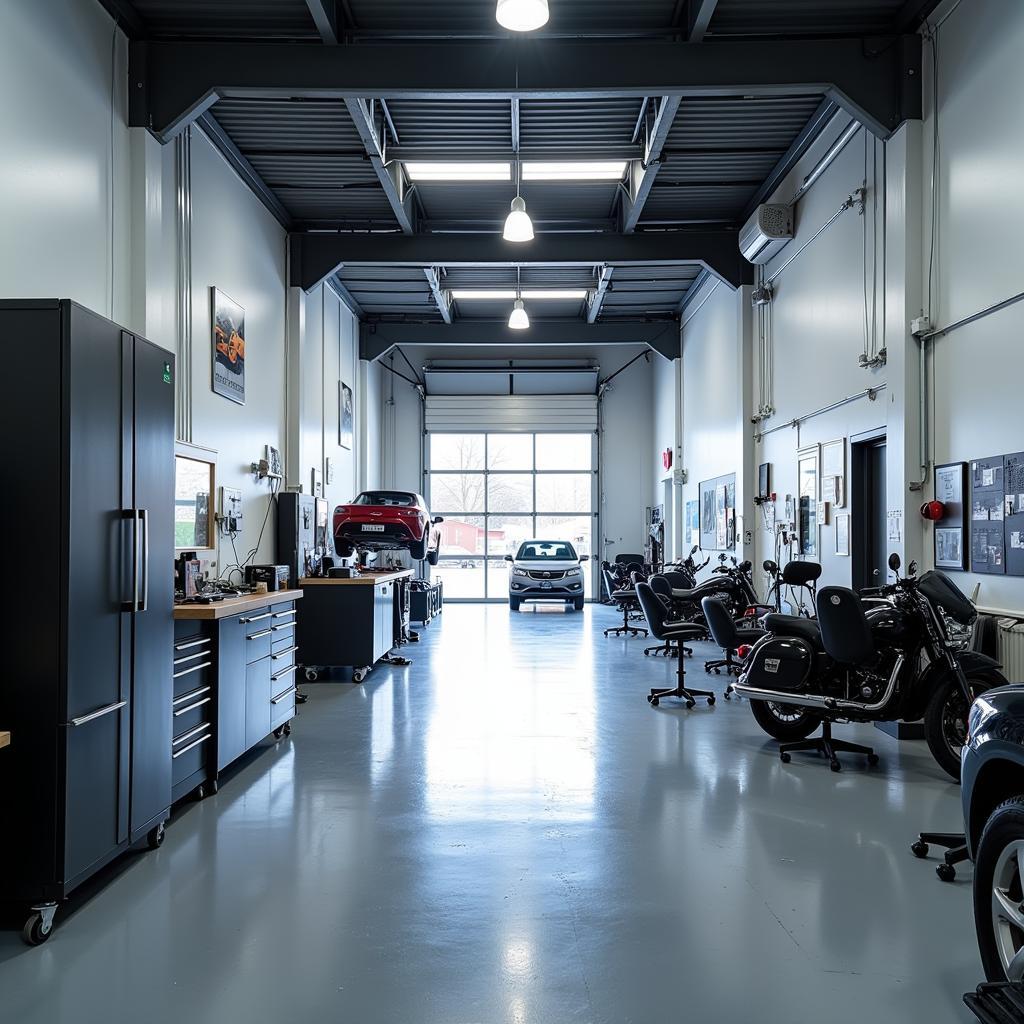 Modern and clean auto service shop interior in Modena