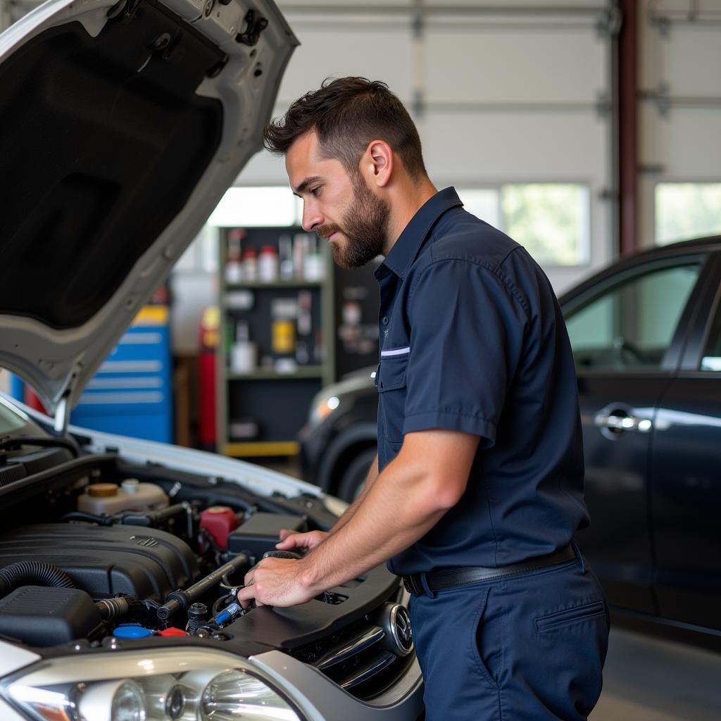 Mechanic Working on a Car in a Monroe, WA Auto Shop