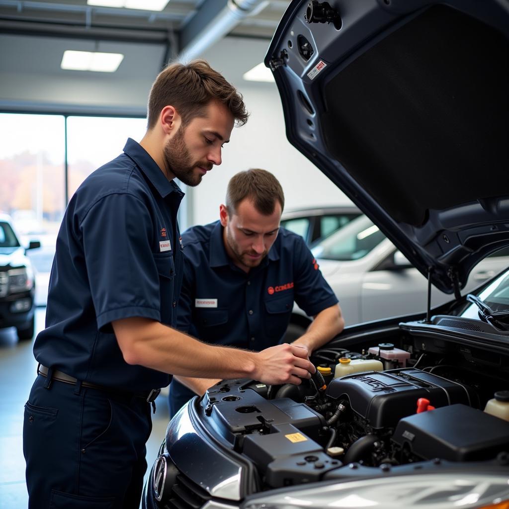 ASE Certified Technicians Working on a Car in Monroeville