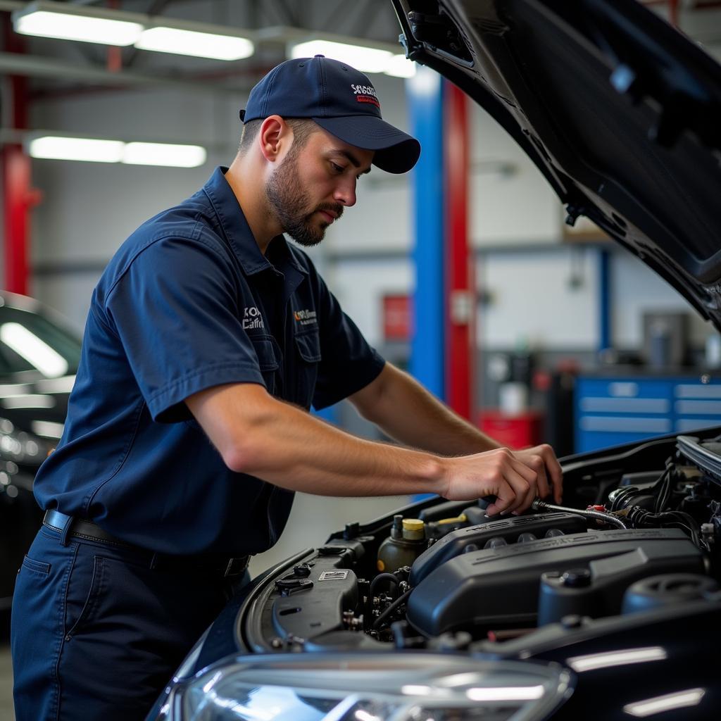 Qualified Mechanic Working on a Car in Ontario, CA