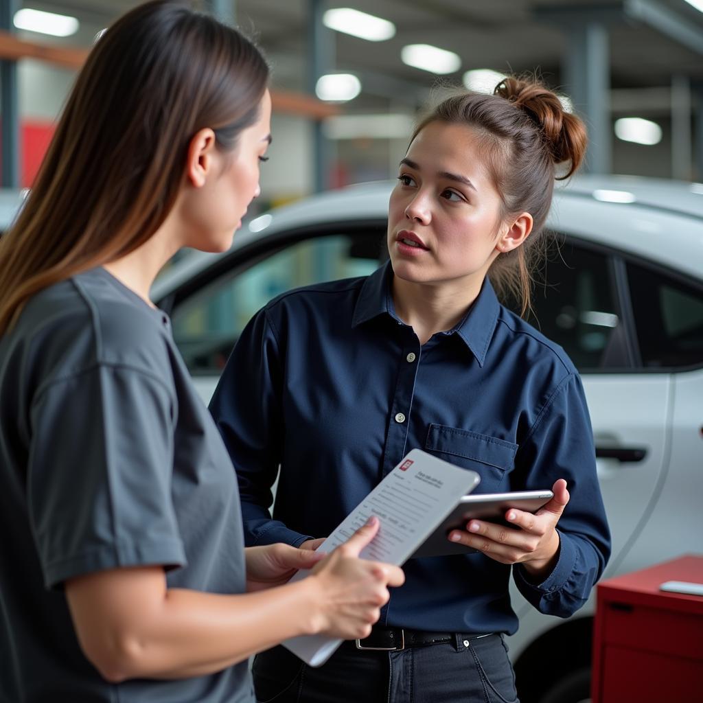 Auto Service Order Writer Interacting with Customer