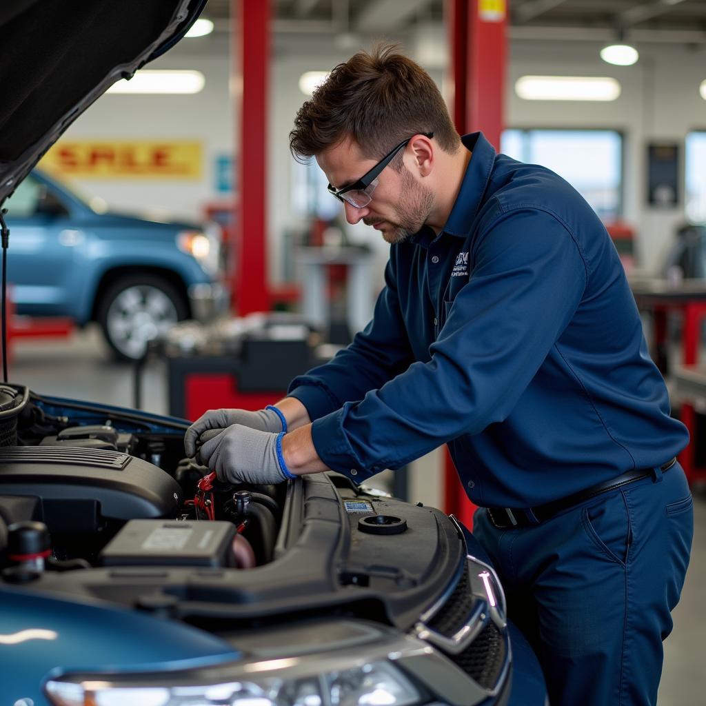 Mechanic Working on a Car at an Auto Service Outlet in Roseville