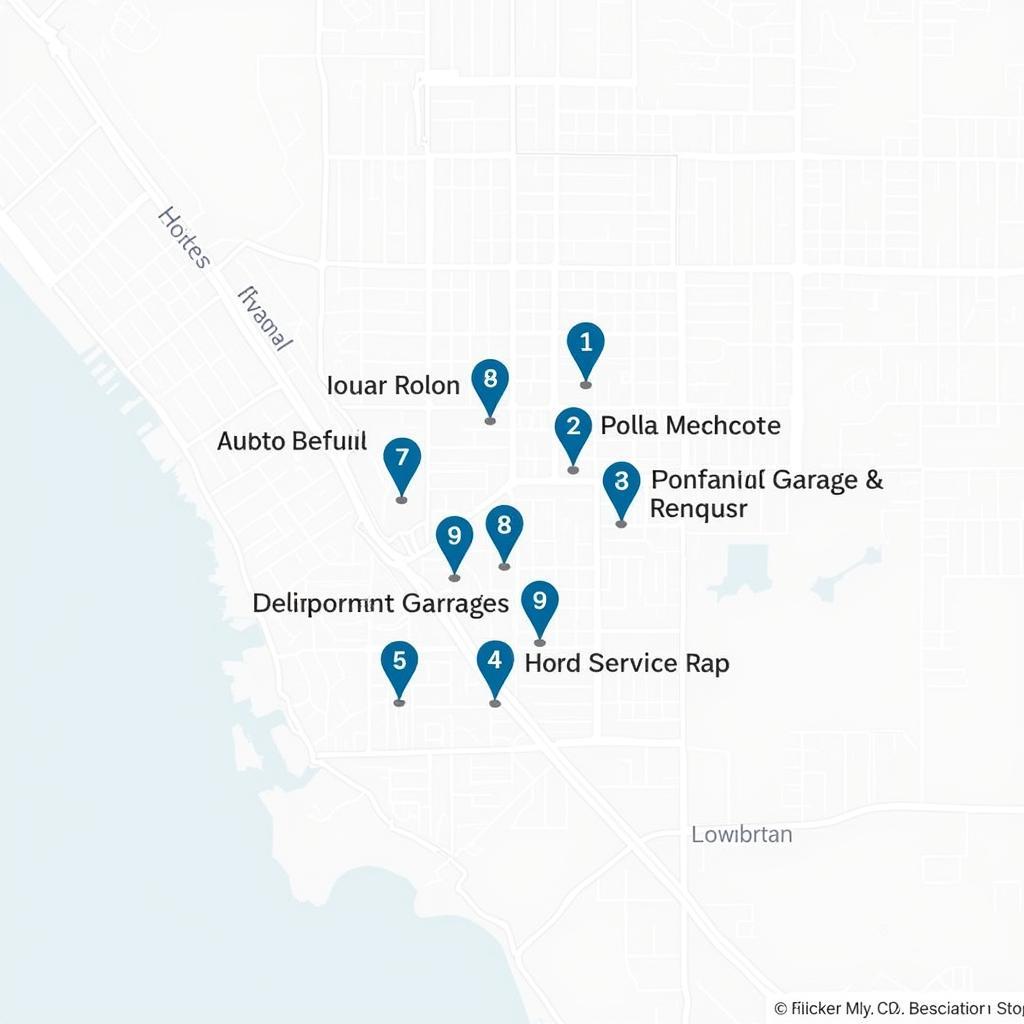 Map of auto service locations in Pasadena CA