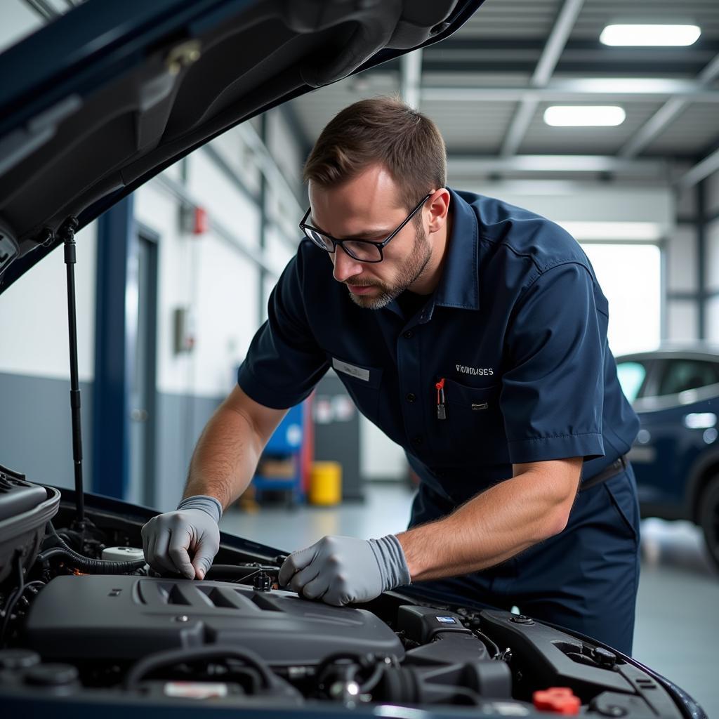 Mechanic Working on a Car in Powhatan VA