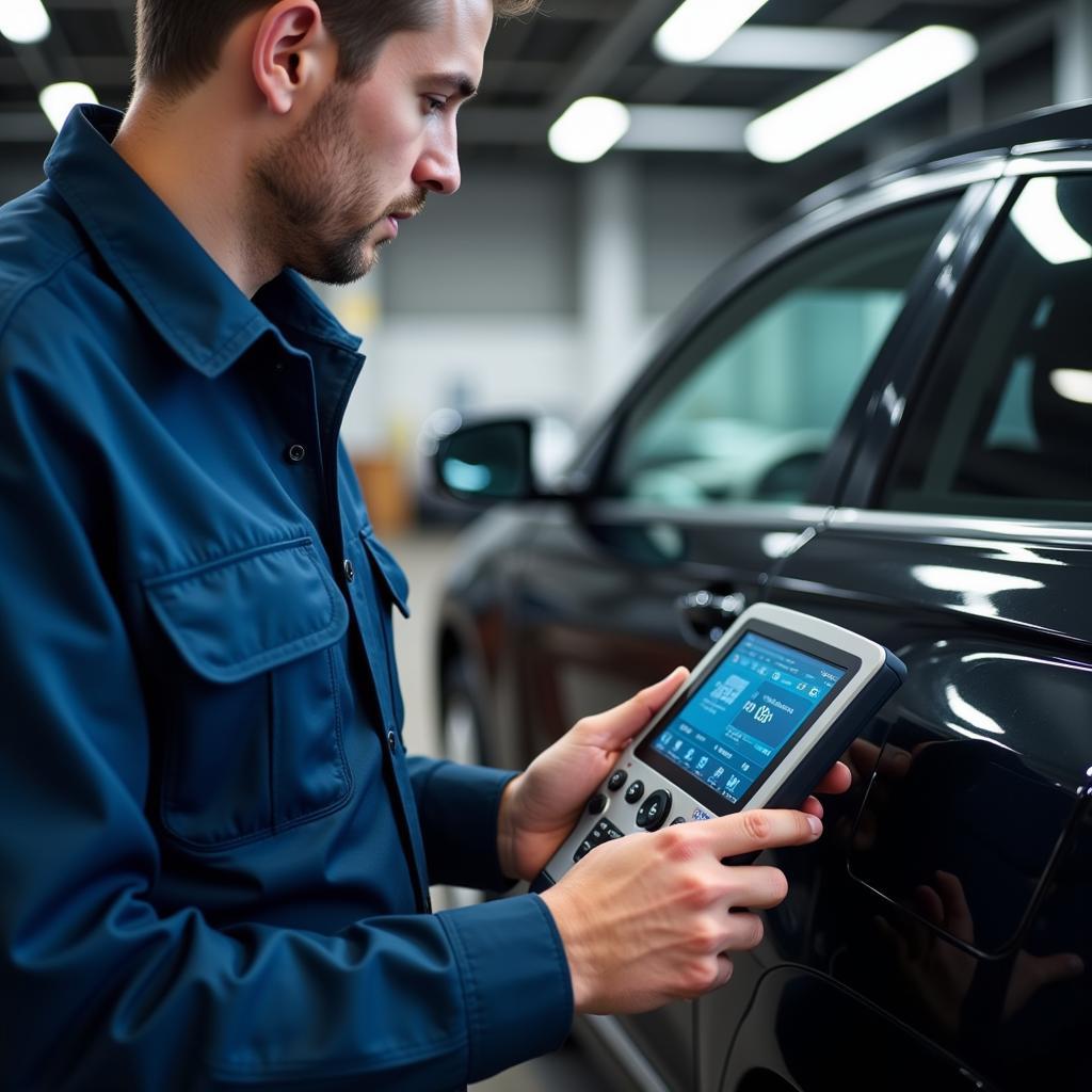 Auto Service Professional Using Diagnostic Tools