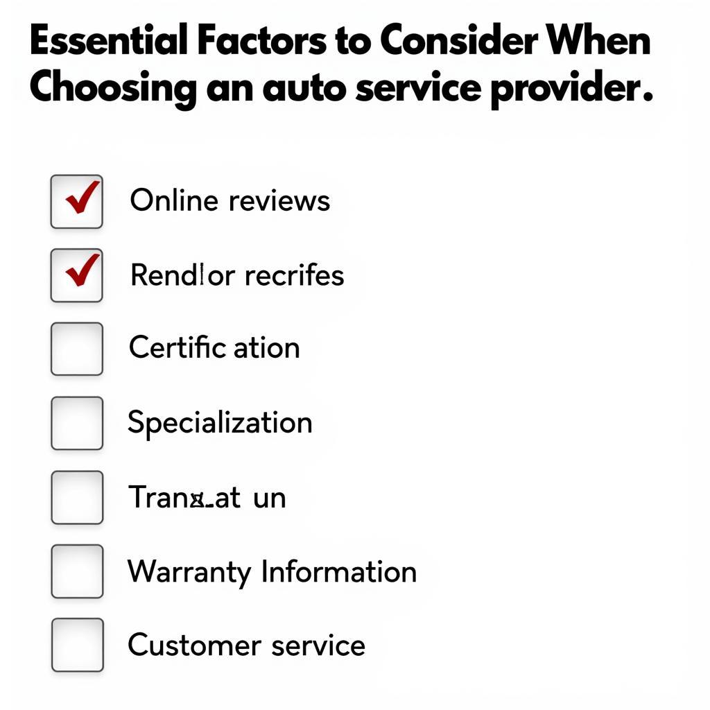 Checklist for Choosing an Auto Service Provider