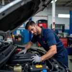 Mechanic performing car repair in Lafayette, CO