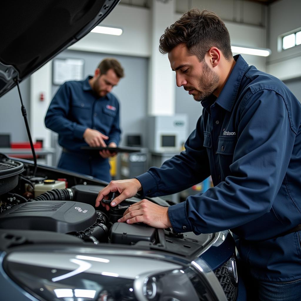 Mechanic Working on a Car in San Dimas