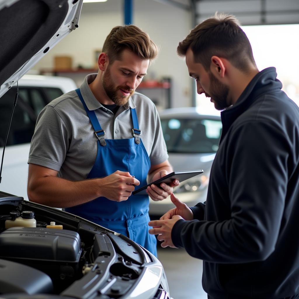 Mechanic Discussing Car Repair with Customer in Scottsdale GA