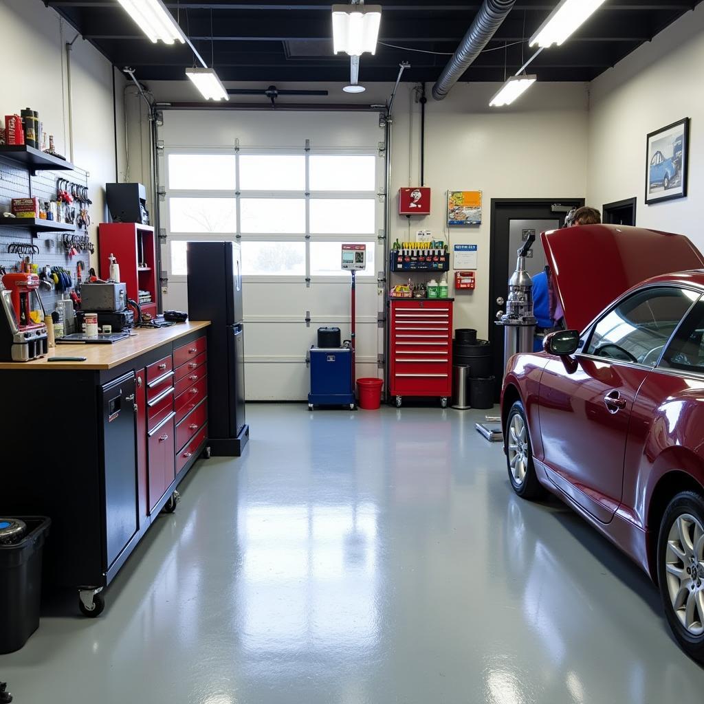 Clean and organized auto service shop in 95677.