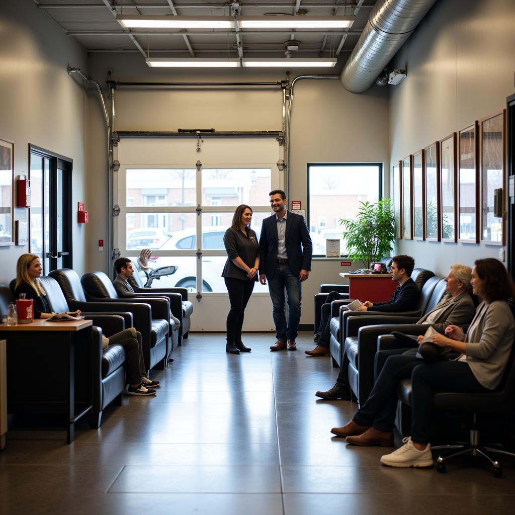 Clean and Comfortable Customer Service Area in Auto Service Shop