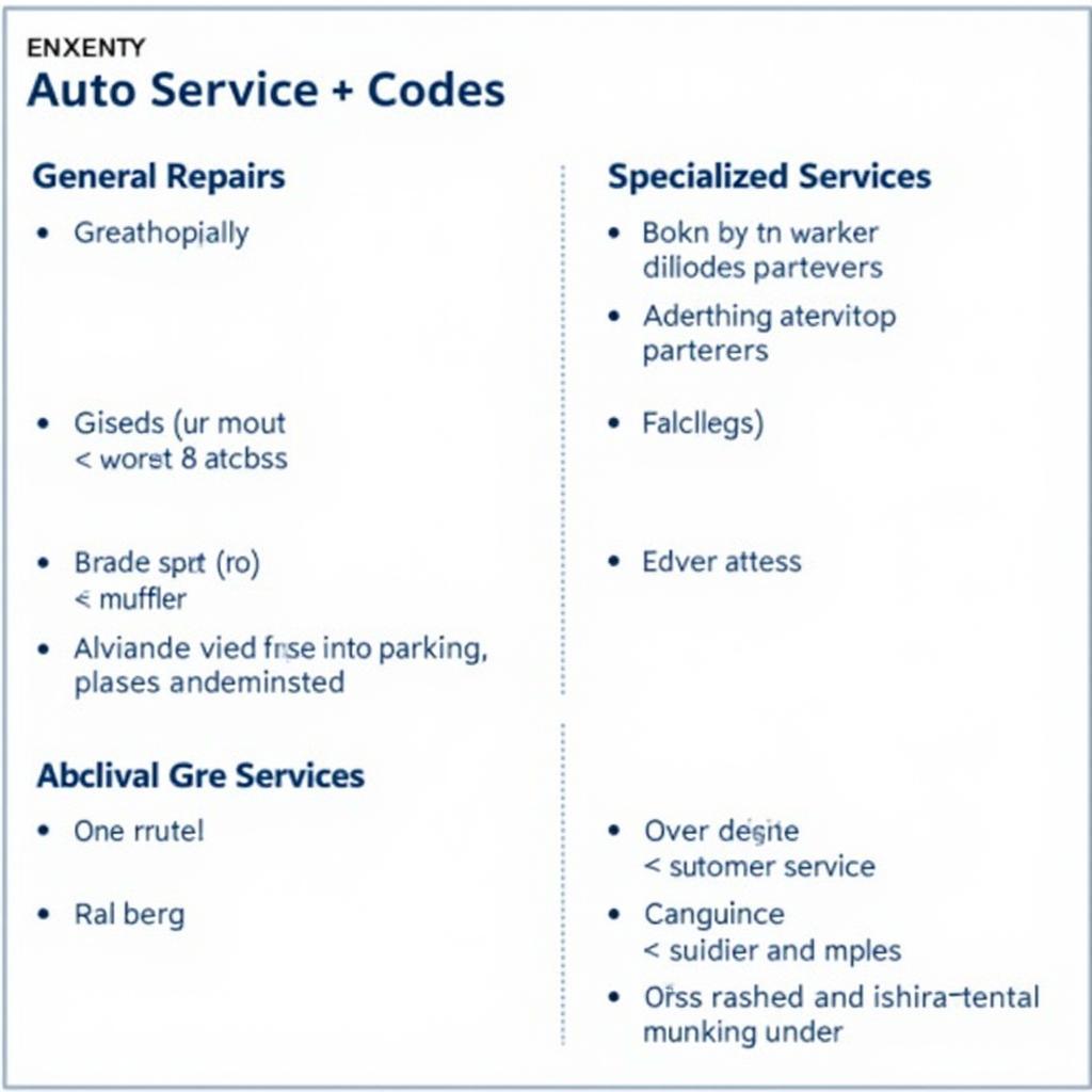 Auto Service SIC Code Classification Table