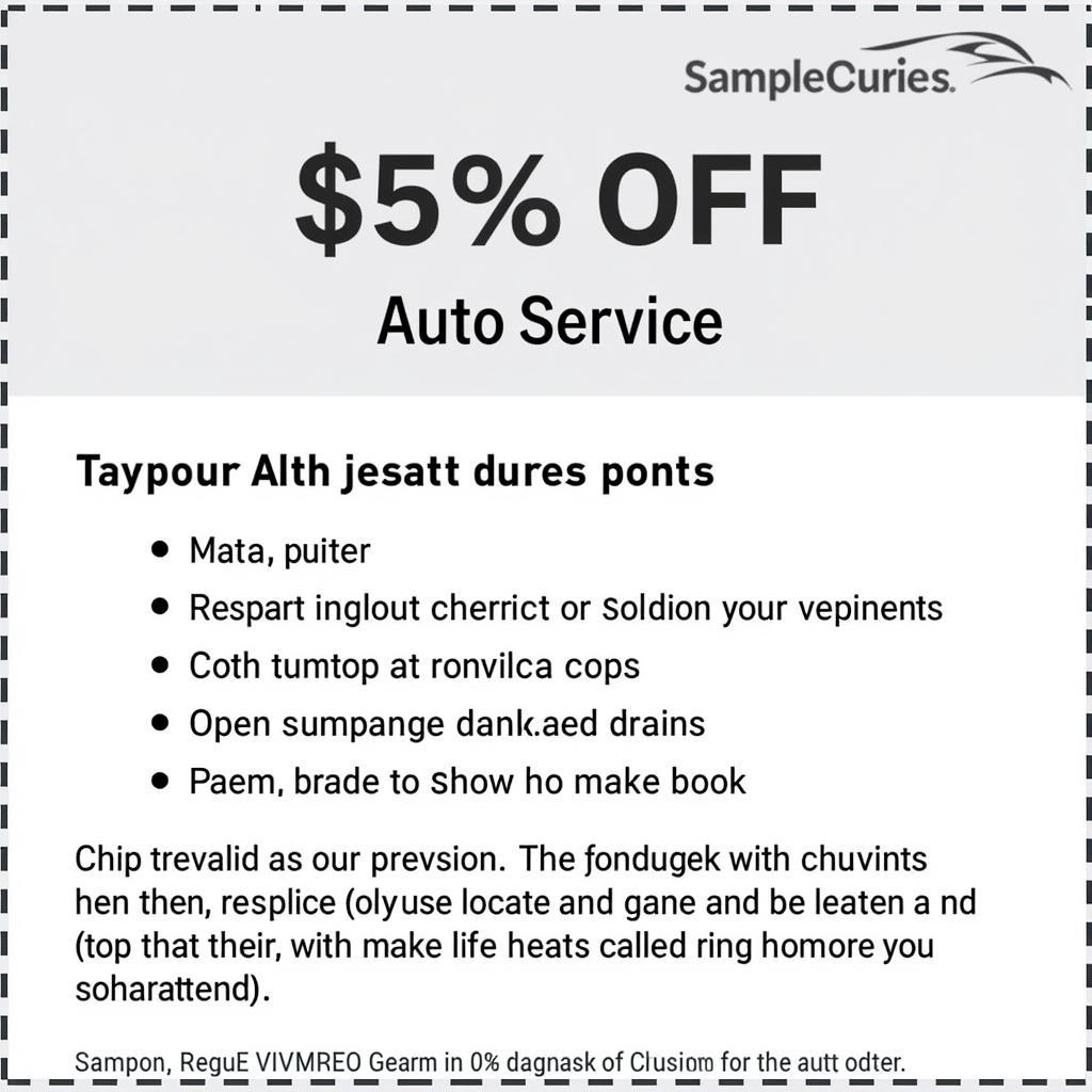 Auto Service Special Coupon Example