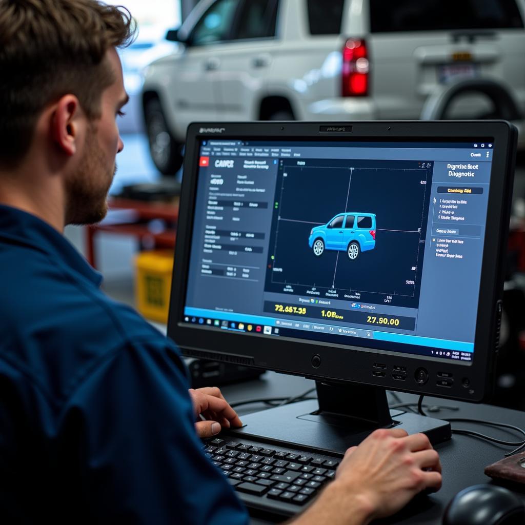 Modern Diagnostic Equipment Used in an Auto Service Station Near 91st and Foster