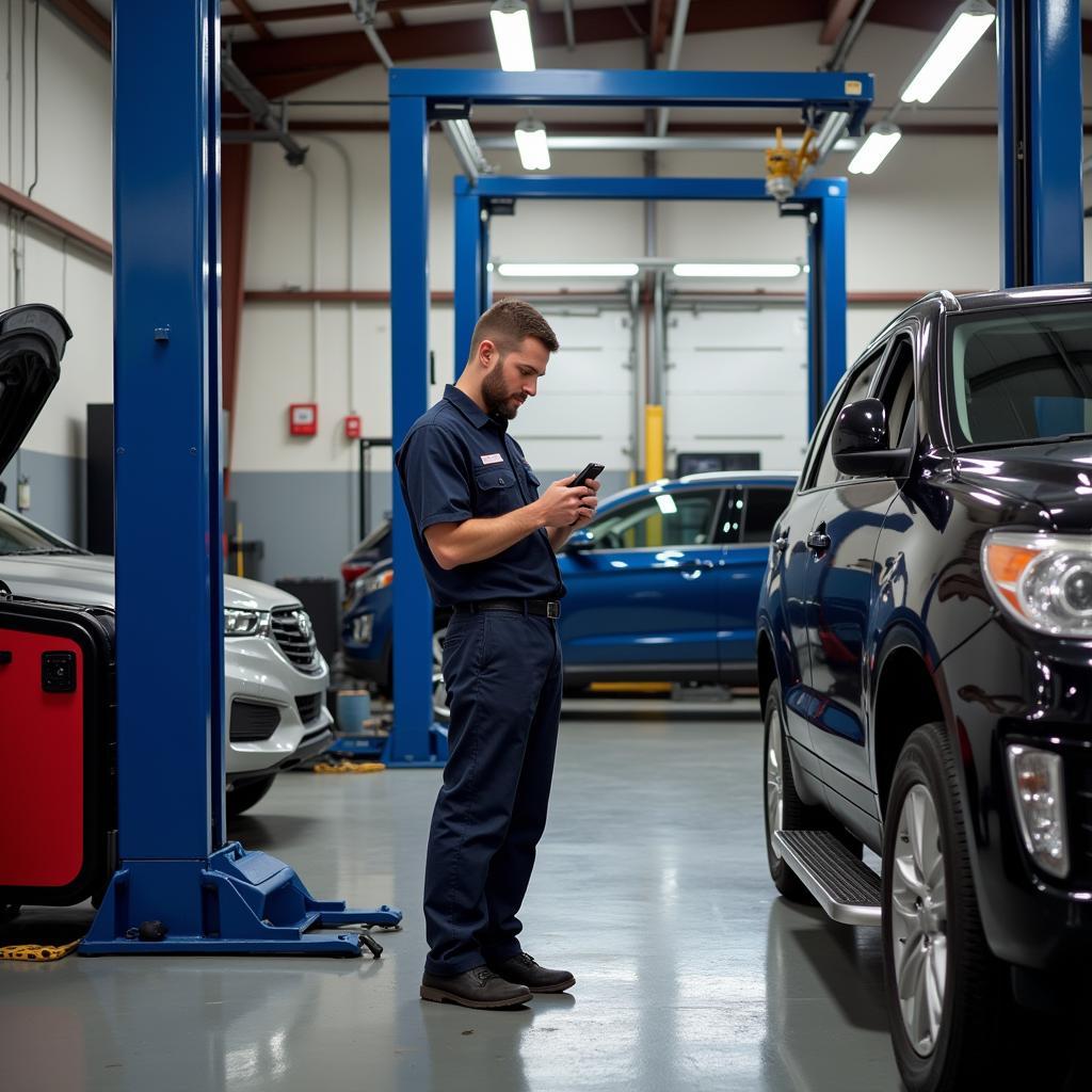 Inspecting the Interior of an Auto Service Station