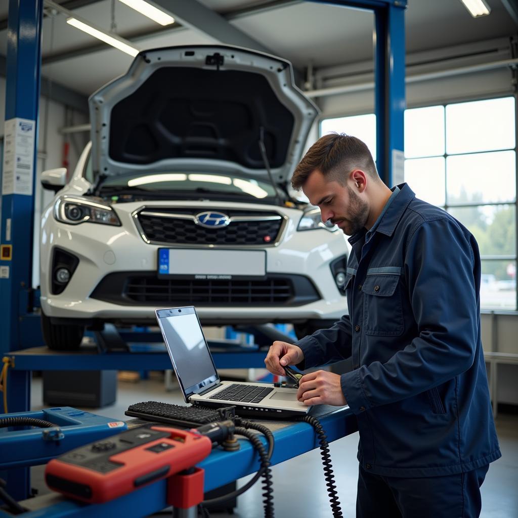 Mechanic Working on a Car in Stein Siegelbach