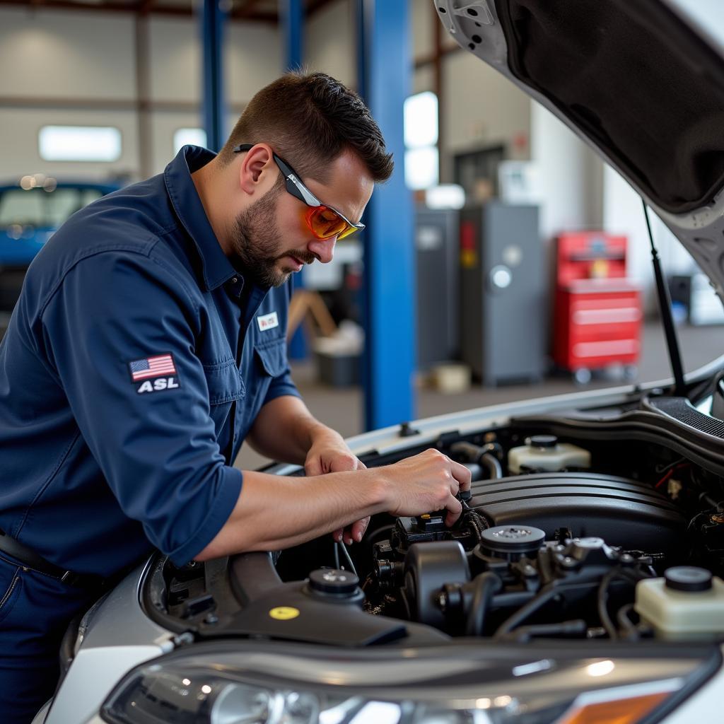 ASE Certified Technician Working on a Car in Decatur TX