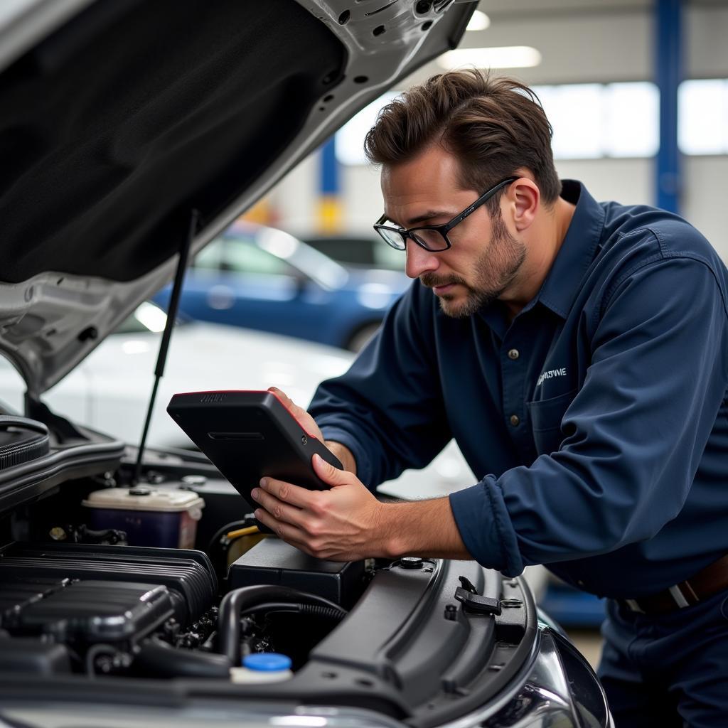 Dover Auto Service Technician Inspecting a Vehicle