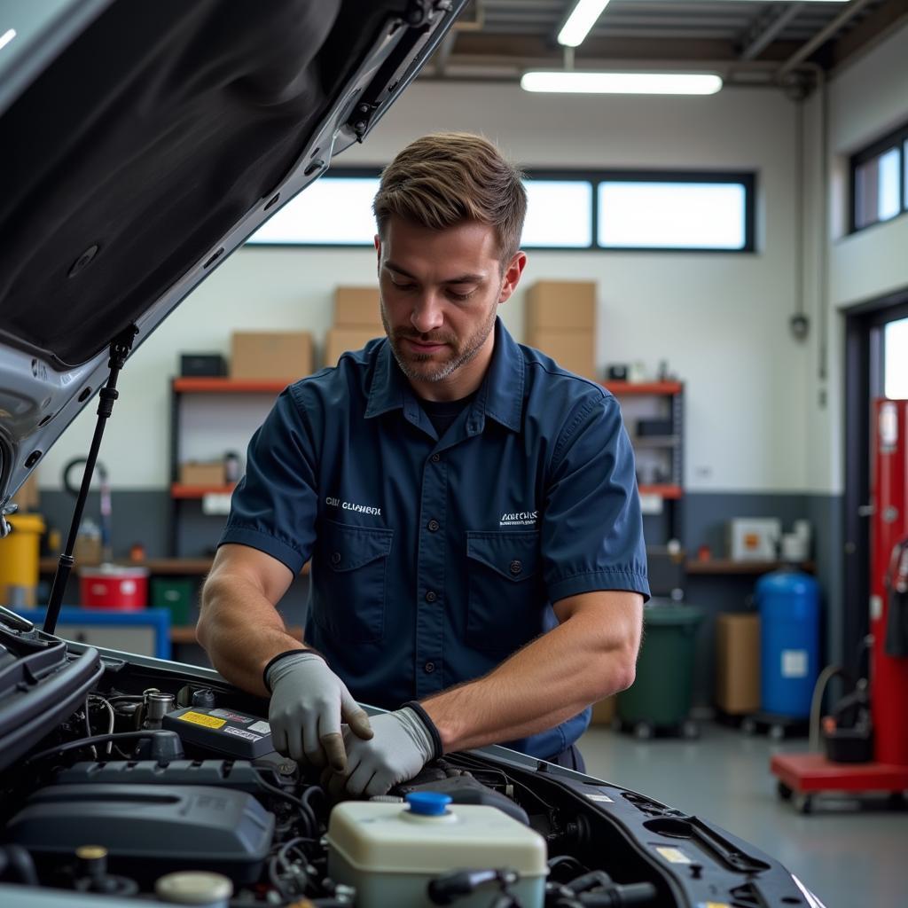 Auto Service Technician Working on a Car in Hurricane Utah