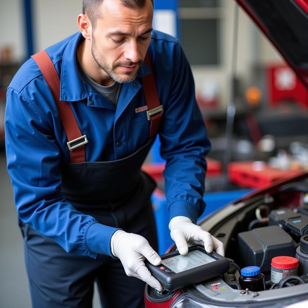 ASE Certified Technician Performing Diagnostic Check in Jamison