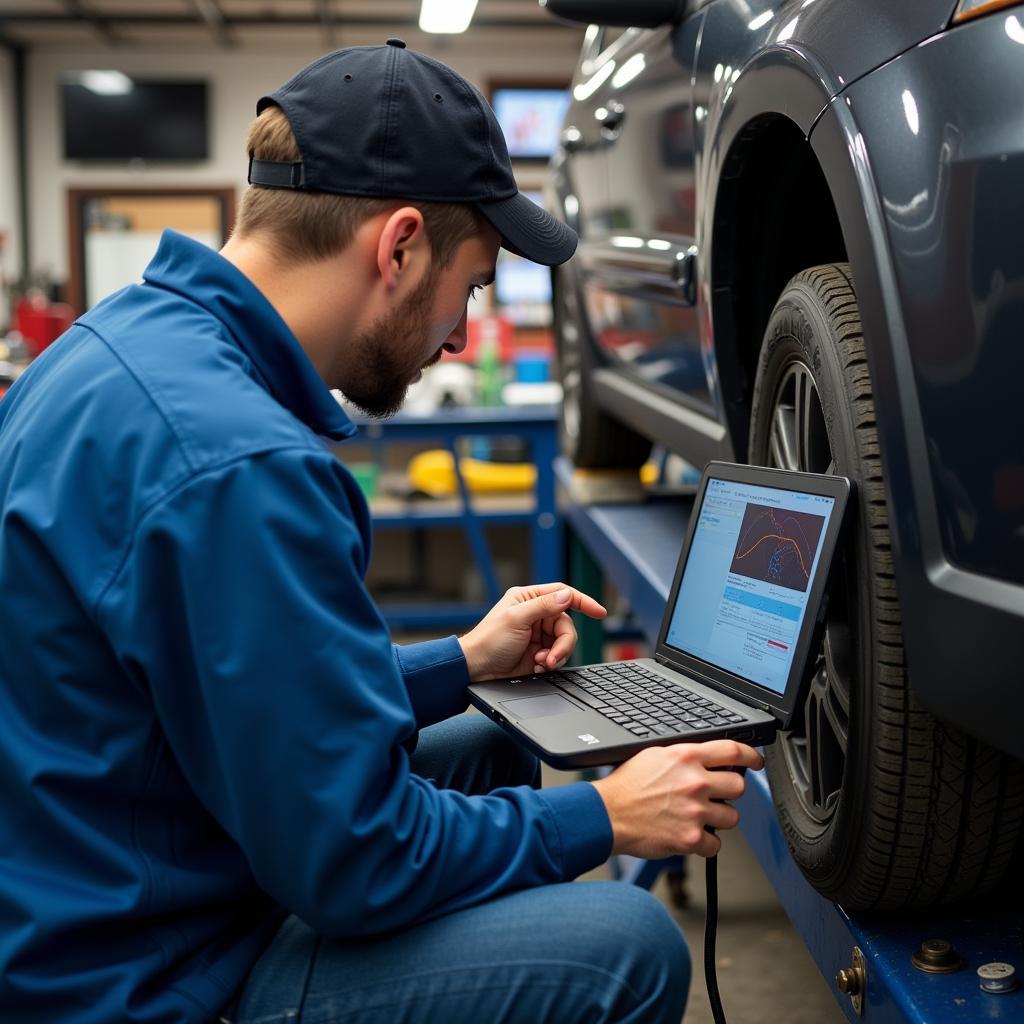 Auto Service Technician Using Diagnostic Tools in Longview, WA