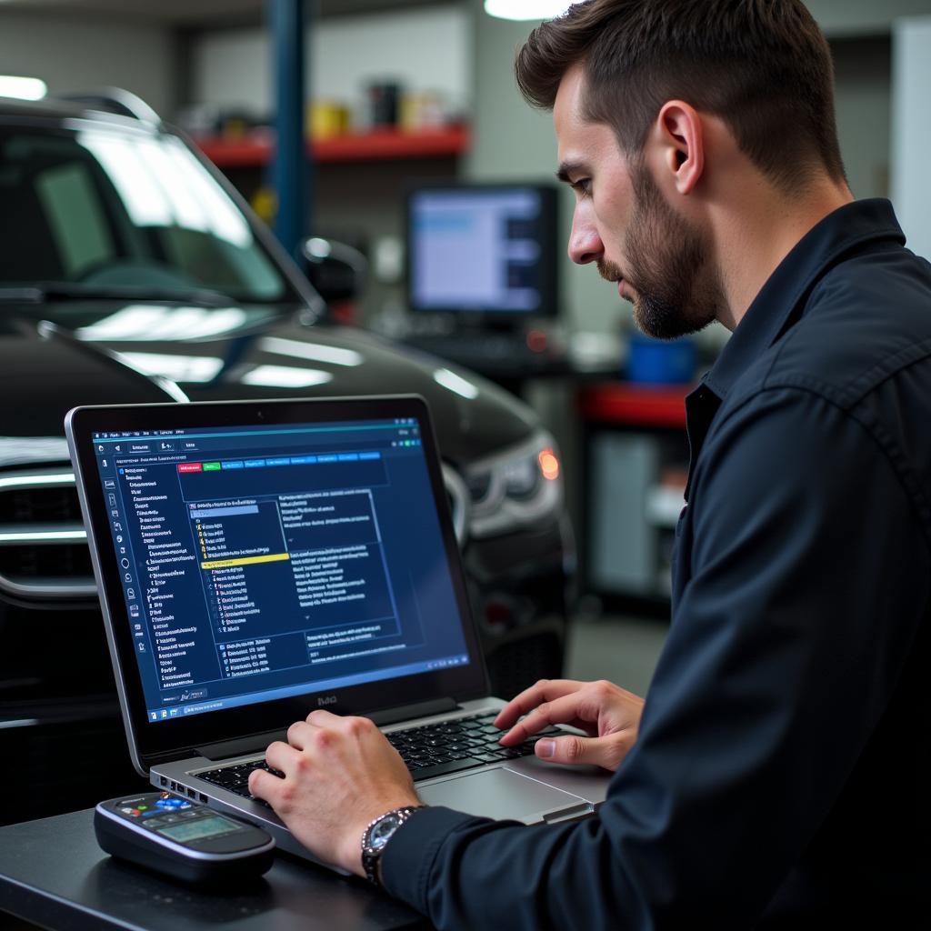 Auto Service Technician in Natick Using Diagnostic Tools