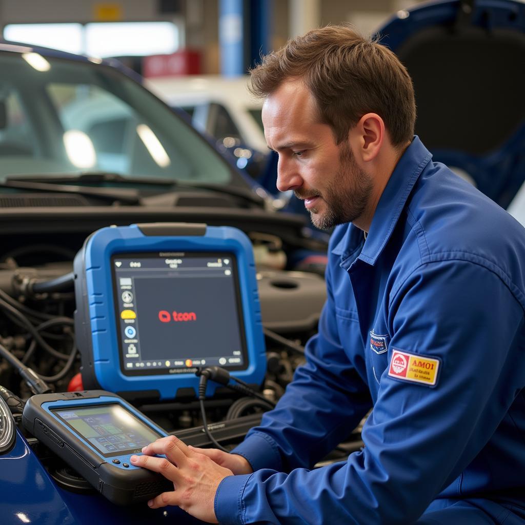 Experienced Technician Performing Diagnostics