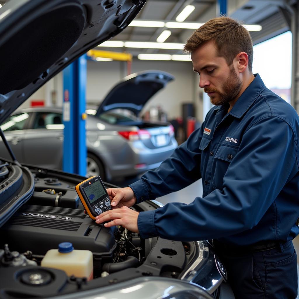 Auto Service Technician Performing Inspection in New Stanton, PA