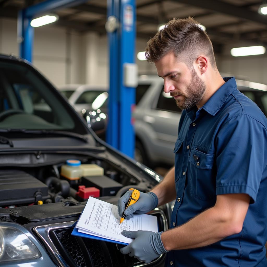 Certified Auto Service Technician Performing a Vehicle Inspection in Rome, GA