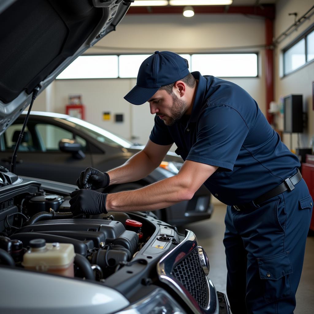 ASE Certified Technician Working on a Car near Touhy and Western