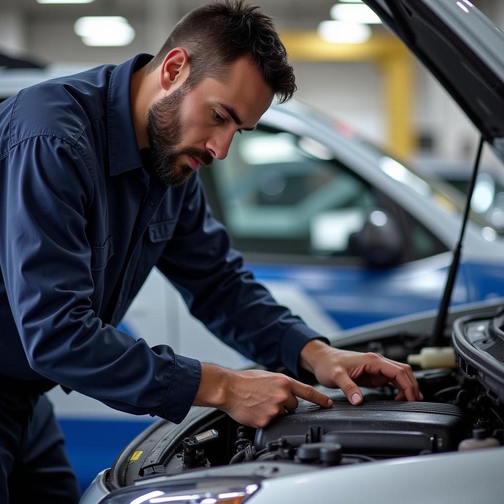 Experienced Auto Service Technician Performing Maintenance