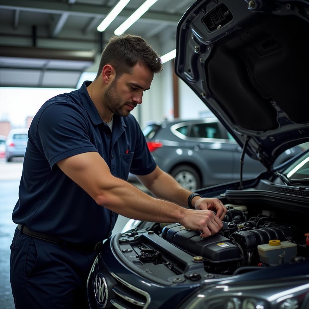 Auto Service Technician at Work