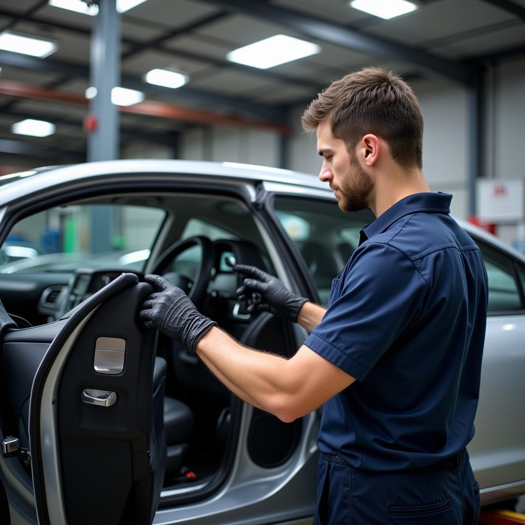 Certified Auto Service Technician Performing Maintenance