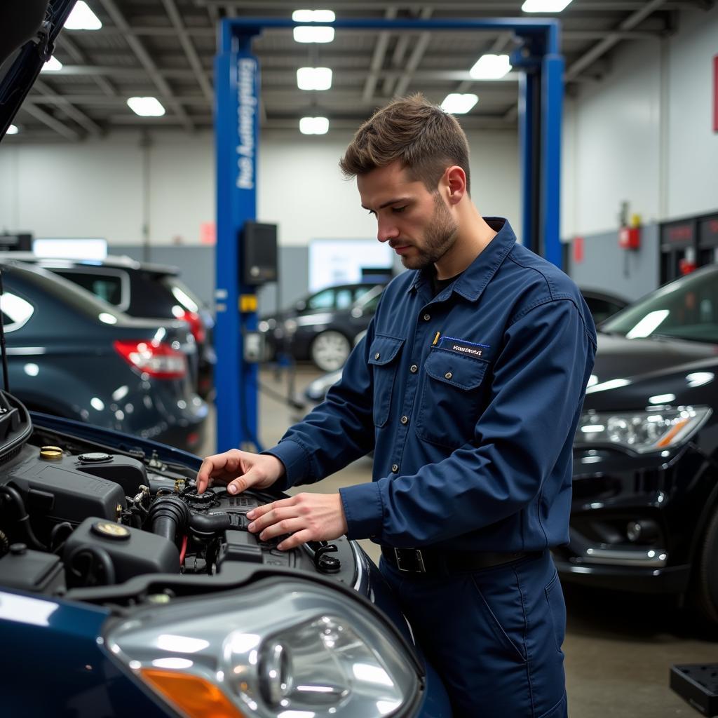 Auto Service Technician Working on a Car in Farmington Hills