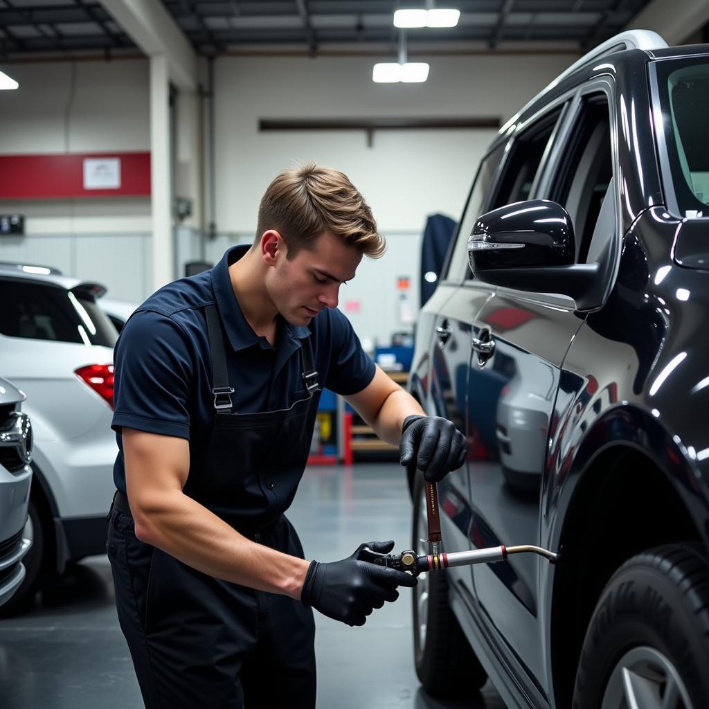 Auto Service Technician Working on a Car in Shakopee, MN