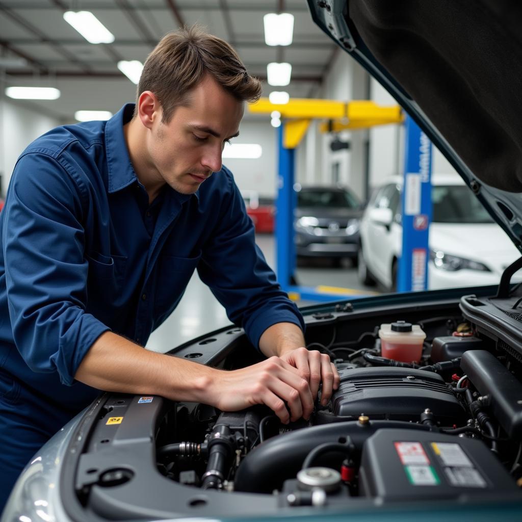 Auto Service Technician Working on a Car in Waterloo, IL