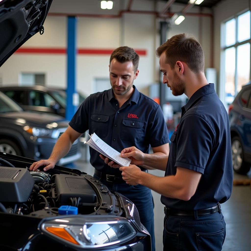 Qualified auto service technicians working in Santa Fe