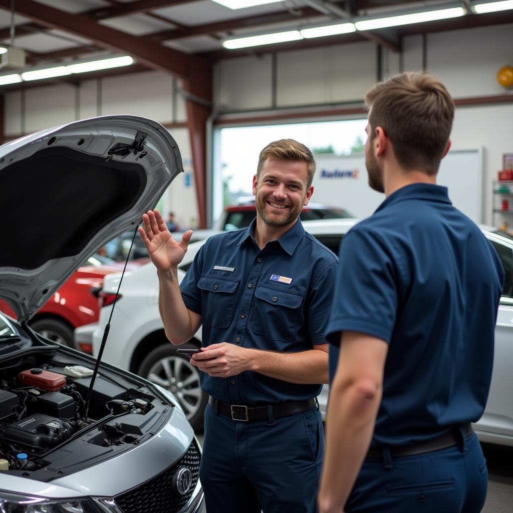 Mechanic Explaining Car Issues