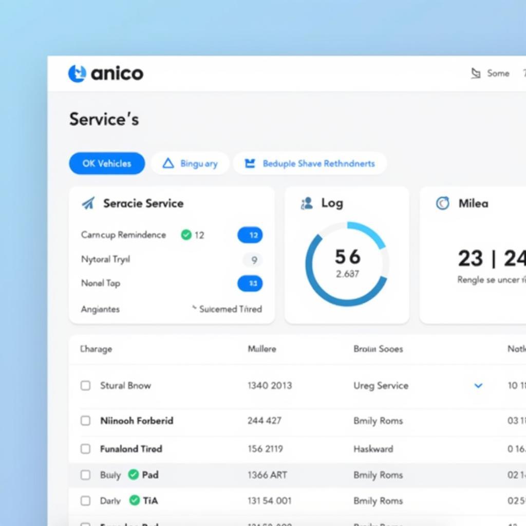 Auto Service Tracker App Dashboard Screenshot