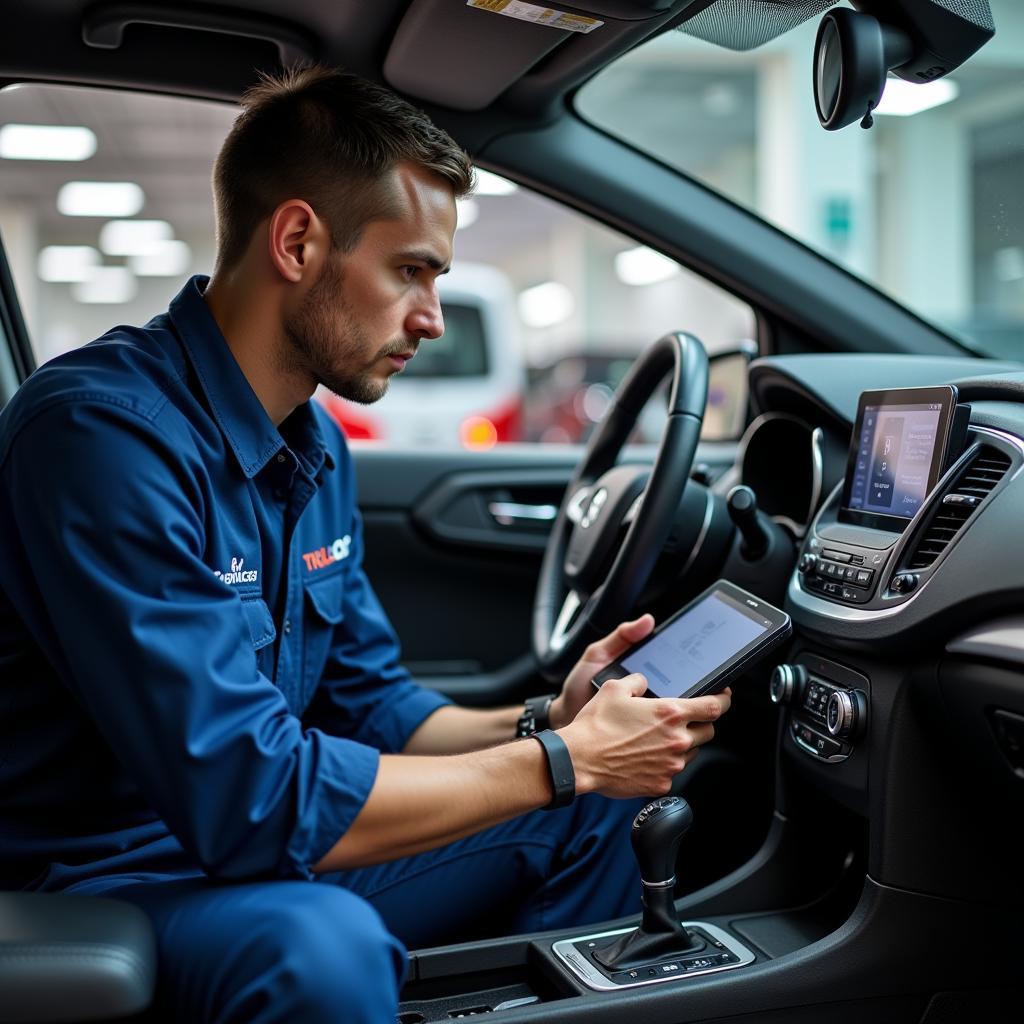 Mechanic using diagnostic tools in Twello