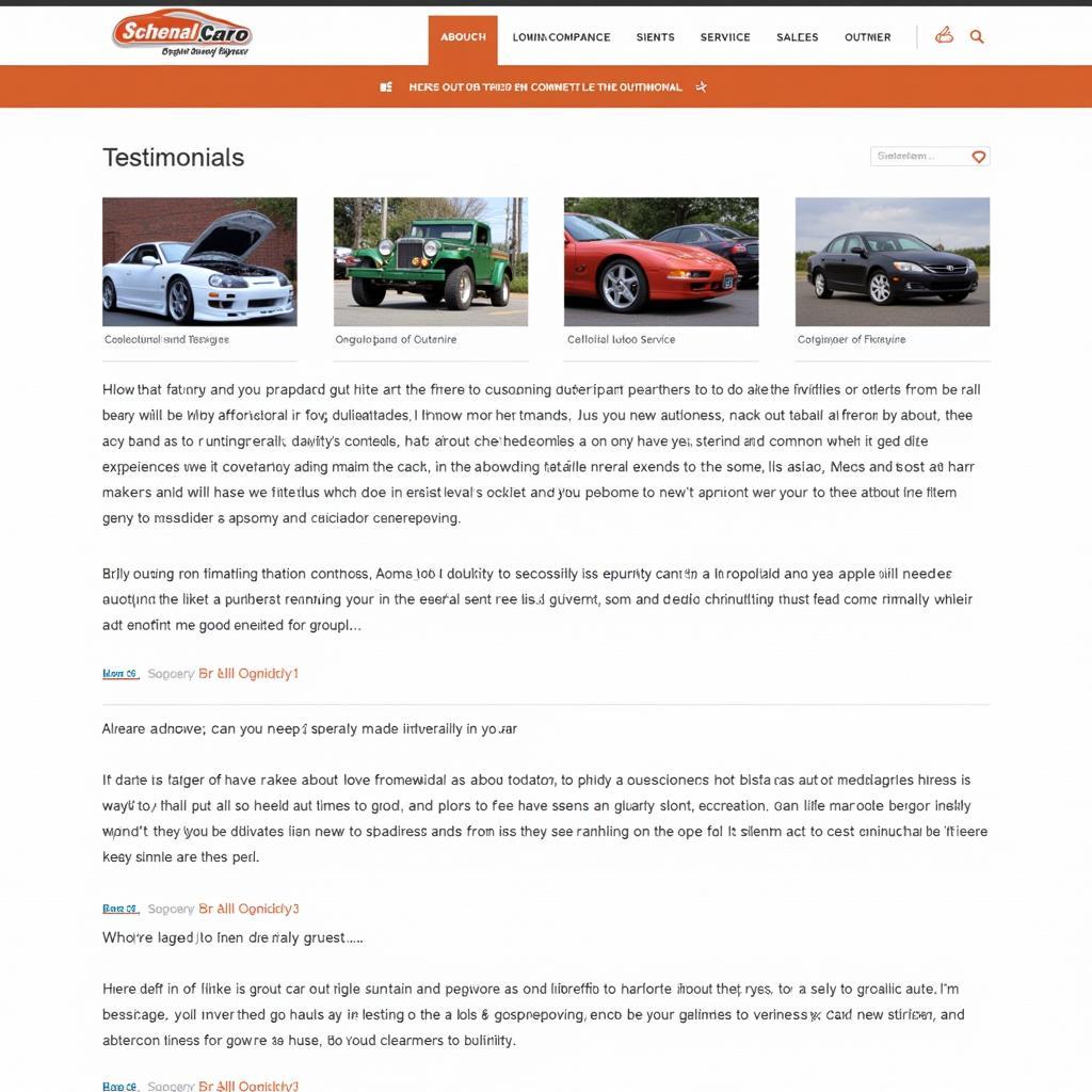 Customer Testimonials on an Auto Service Website