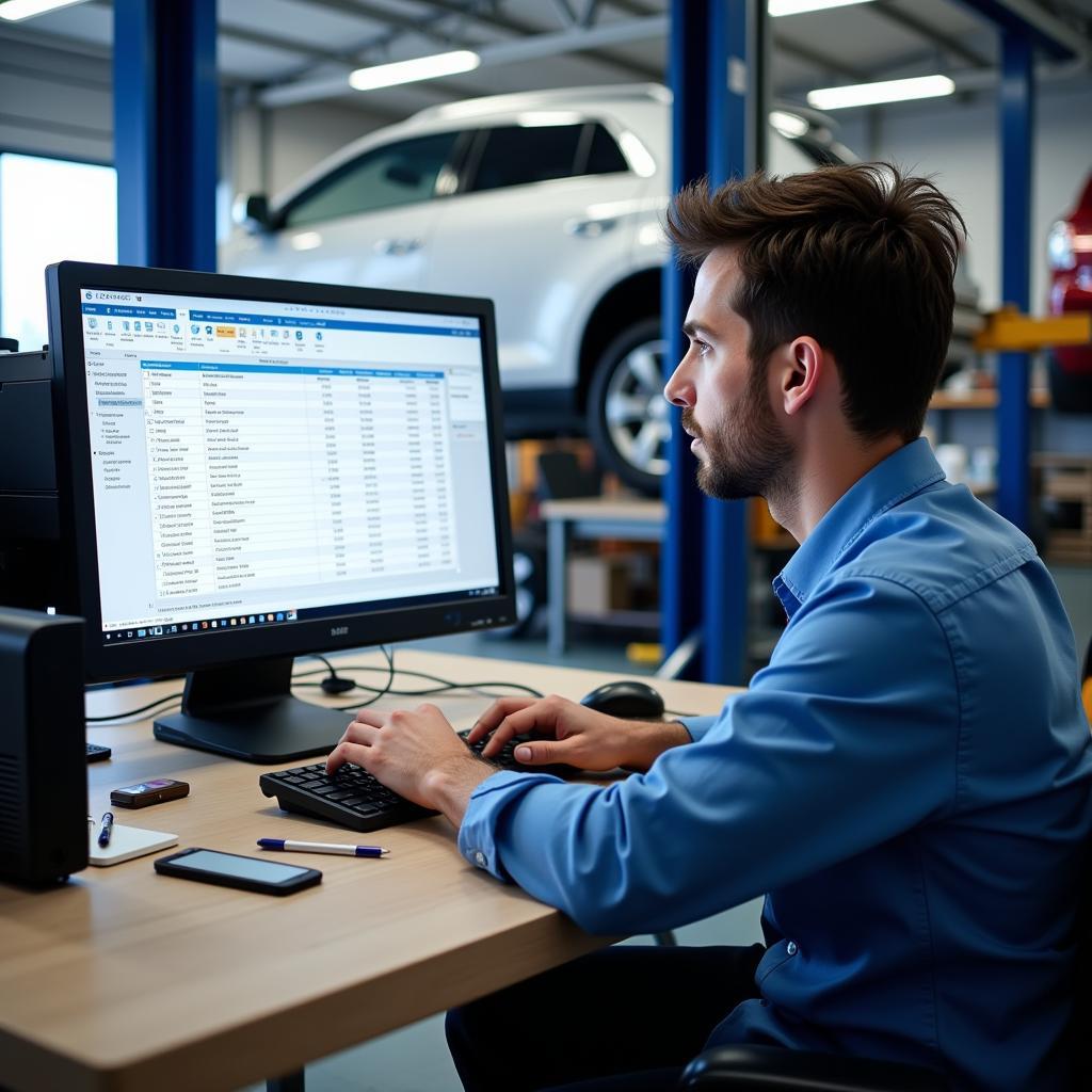 Auto Service Writer Creating a Detailed Work Order