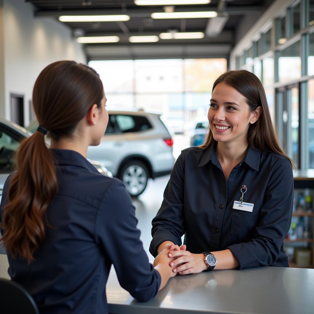 Auto Service Writer Greeting Customer